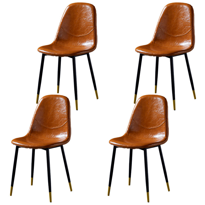 Nordic Style Dining Chairs Armless Side Chairs for Kitchen with Metal Legs