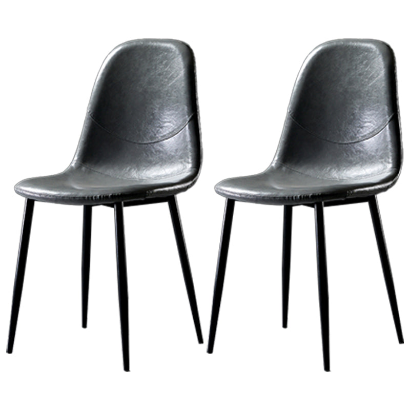 Nordic Style Dining Chairs Armless Side Chairs for Kitchen with Metal Legs
