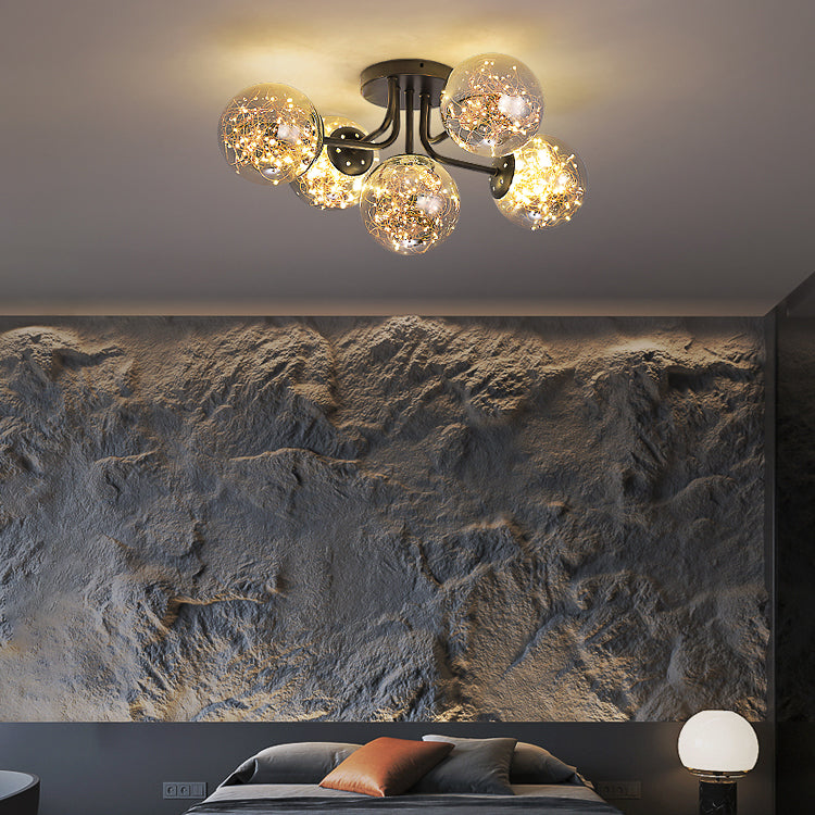 Radial Shape LED Ceiling Lamp Modern Iron Flush Mount for Living Room