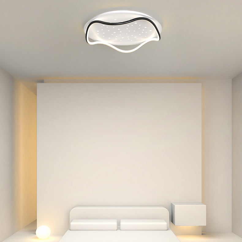 Modern Round Shape Ceiling Lamp Iron 2 Lights Flush Mount for Bedroom