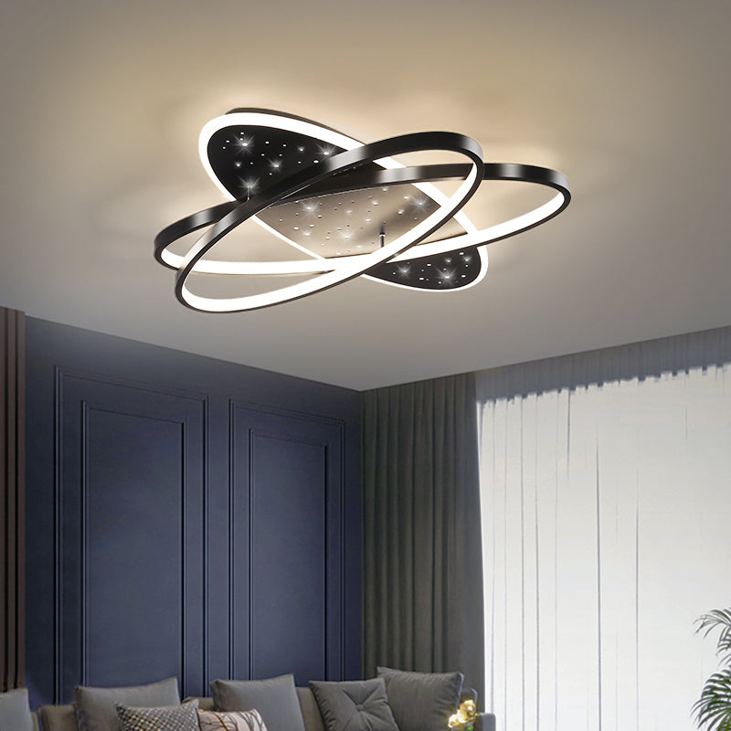 Modern Geometry Shape Ceiling Lamp Iron 2 Lights Flush Mount for Living Room Bedroom