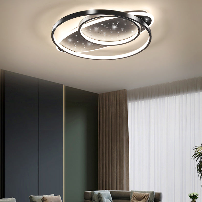 Modern Geometry Shape Ceiling Lamp Iron 2 Lights Flush Mount for Living Room Bedroom