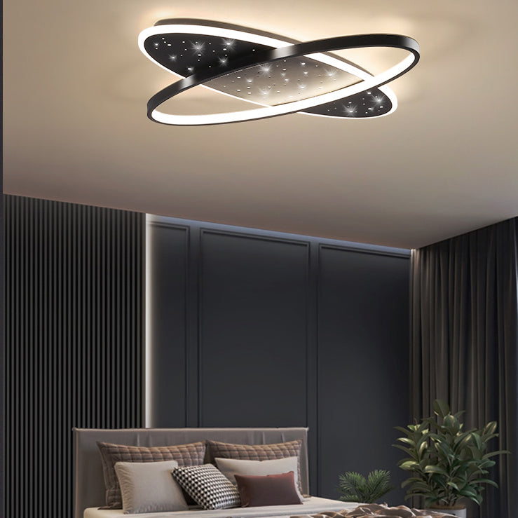 Modern Geometry Shape Ceiling Lamp Iron 2 Lights Flush Mount for Living Room Bedroom