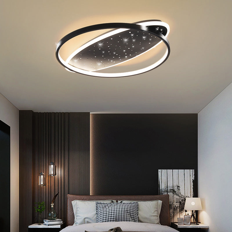 Modern Geometry Shape Ceiling Lamp Iron 2 Lights Flush Mount for Living Room Bedroom