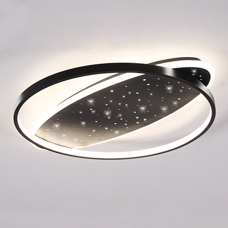 Modern Geometry Shape Ceiling Lamp Iron 2 Lights Flush Mount for Living Room Bedroom