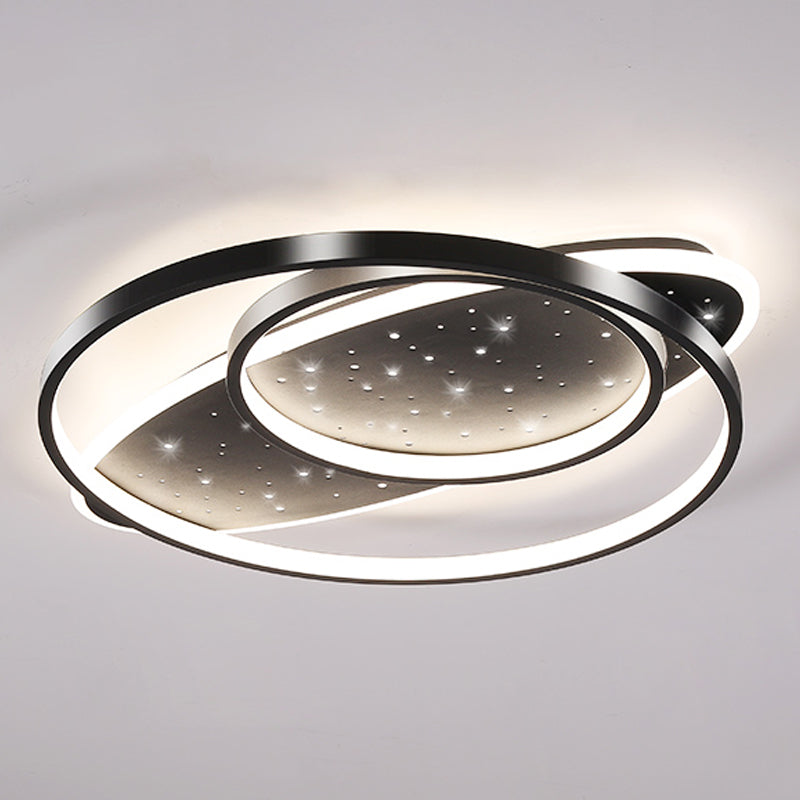 Modern Geometry Shape Ceiling Lamp Iron 2 Lights Flush Mount for Living Room Bedroom