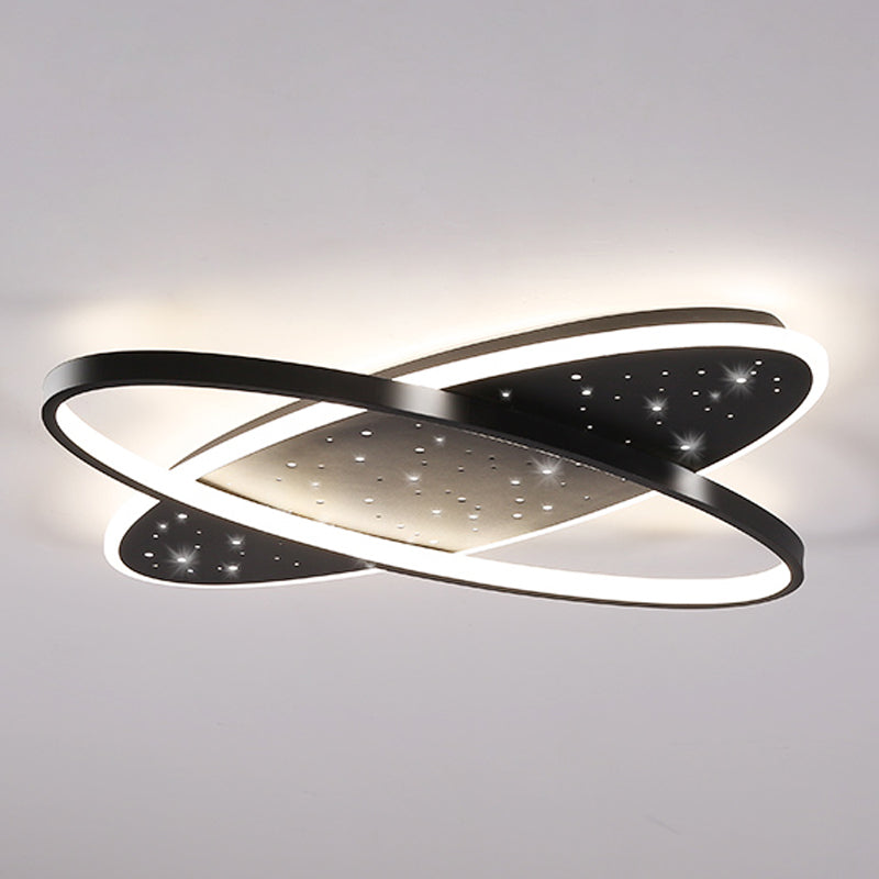 Modern Geometry Shape Ceiling Lamp Iron 2 Lights Flush Mount for Living Room Bedroom