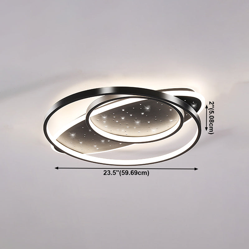 Modern Geometry Shape Ceiling Lamp Iron 2 Lights Flush Mount for Living Room Bedroom