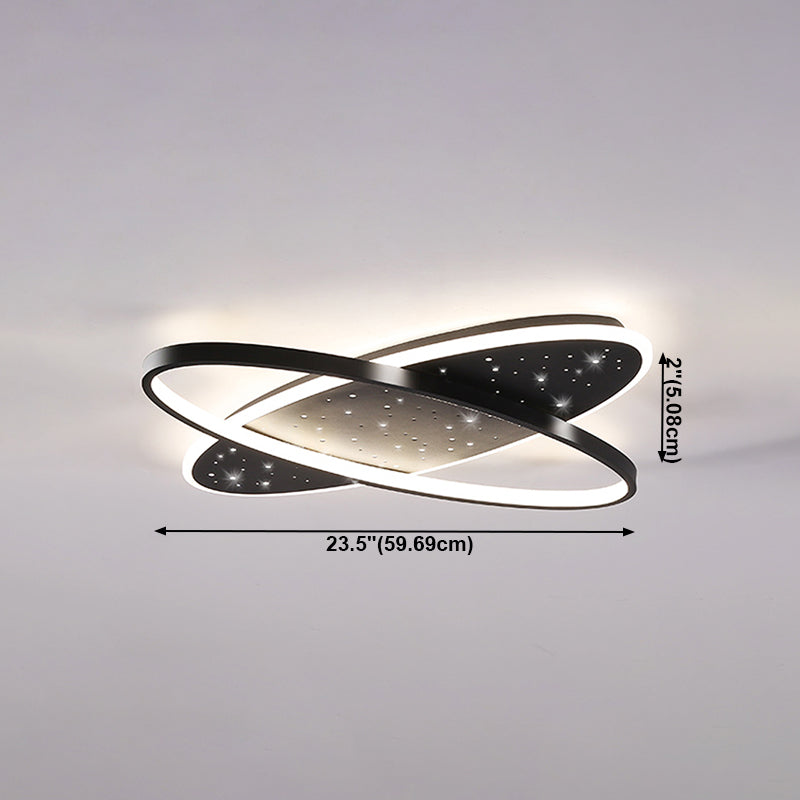 Modern Geometry Shape Ceiling Lamp Iron 2 Lights Flush Mount for Living Room Bedroom