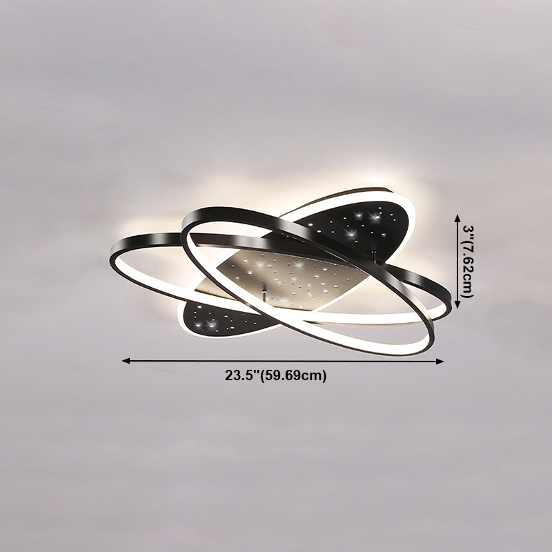 Modern Geometry Shape Ceiling Lamp Iron 2 Lights Flush Mount for Living Room Bedroom