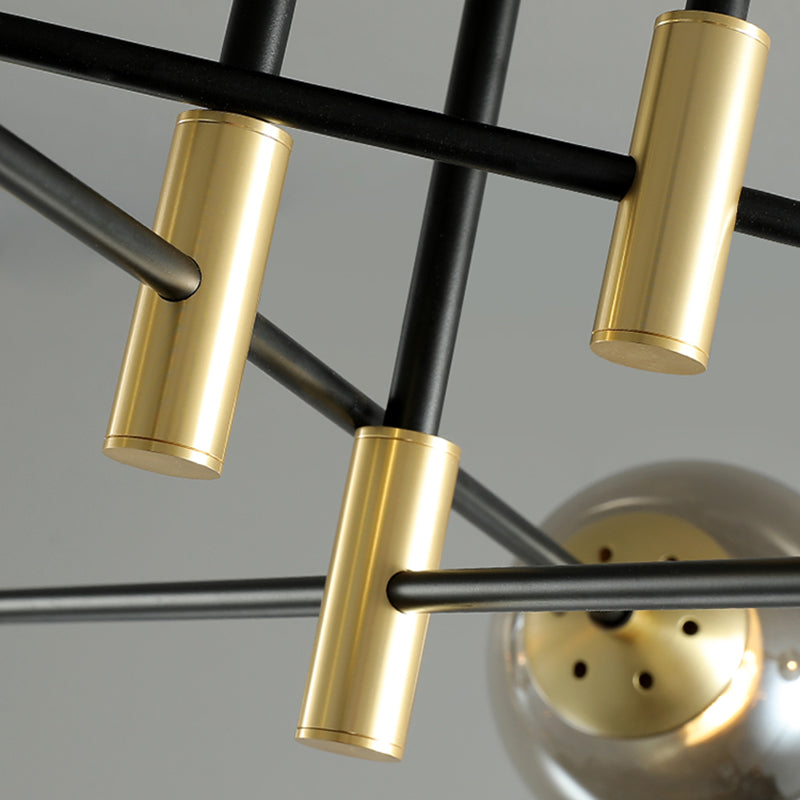 Modern Nordic Globe Semi Flush Mount Electroplate Iron Ceiling Light with Glass Shade