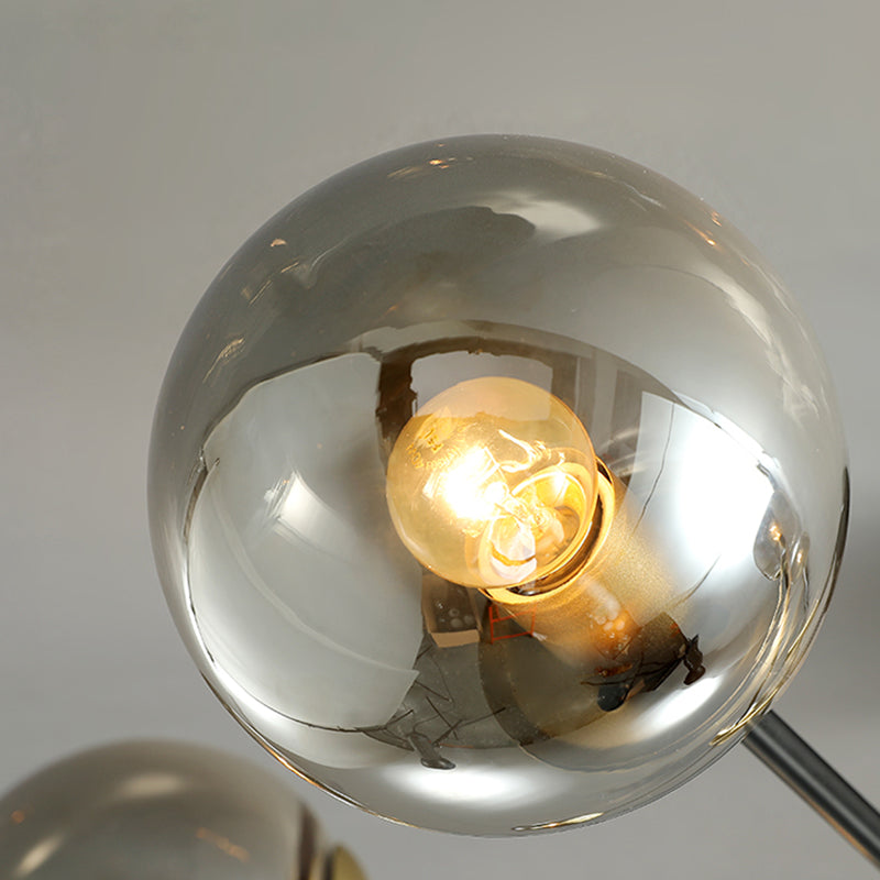 Modern Nordic Globe Semi Flush Mount Electroplate Iron Ceiling Light with Glass Shade