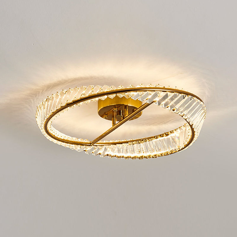Plafonnier LED en cristal doré de style artistique moderne, montage encastré linéaire en métal galvanisé