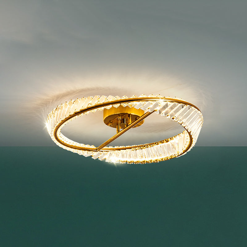 Plafonnier LED en cristal doré de style artistique moderne, montage encastré linéaire en métal galvanisé