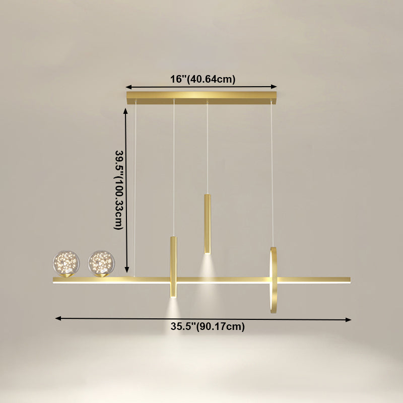 Luz de colgante geométrico de iluminación contemporánea de metal iluminación de la isla de cocina