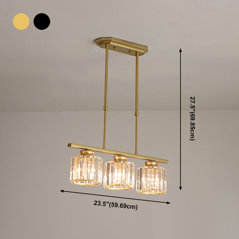 Éclairage de l'île géométrique Modernisme Crystal Chandelier Lightture pour salle à manger