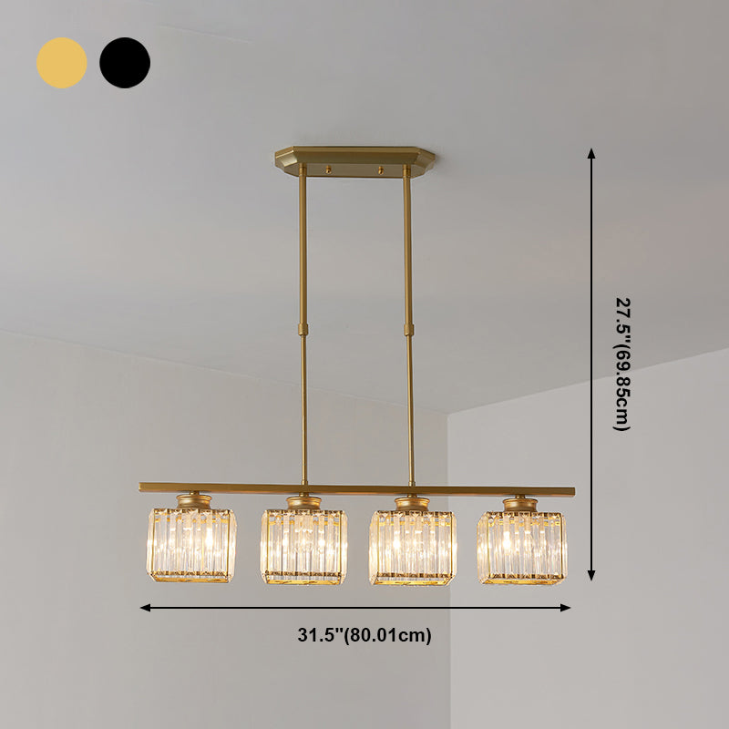 Éclairage de l'île géométrique Modernisme Crystal Chandelier Lightture pour salle à manger