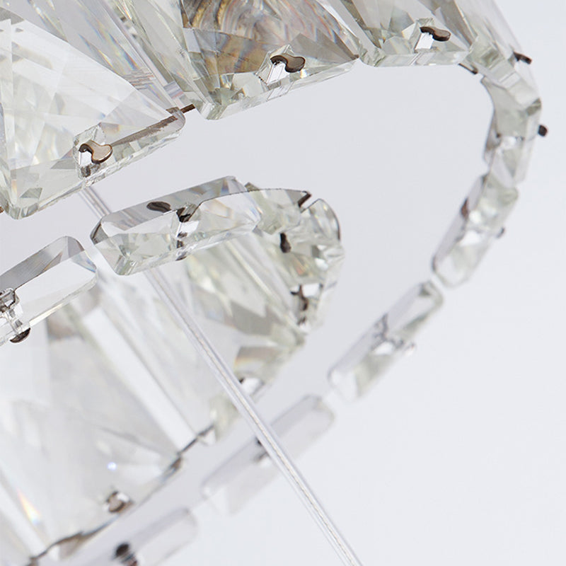 Crystal Circle Hanging Light Contemporary Kitchen Island Lighting for Dining Room