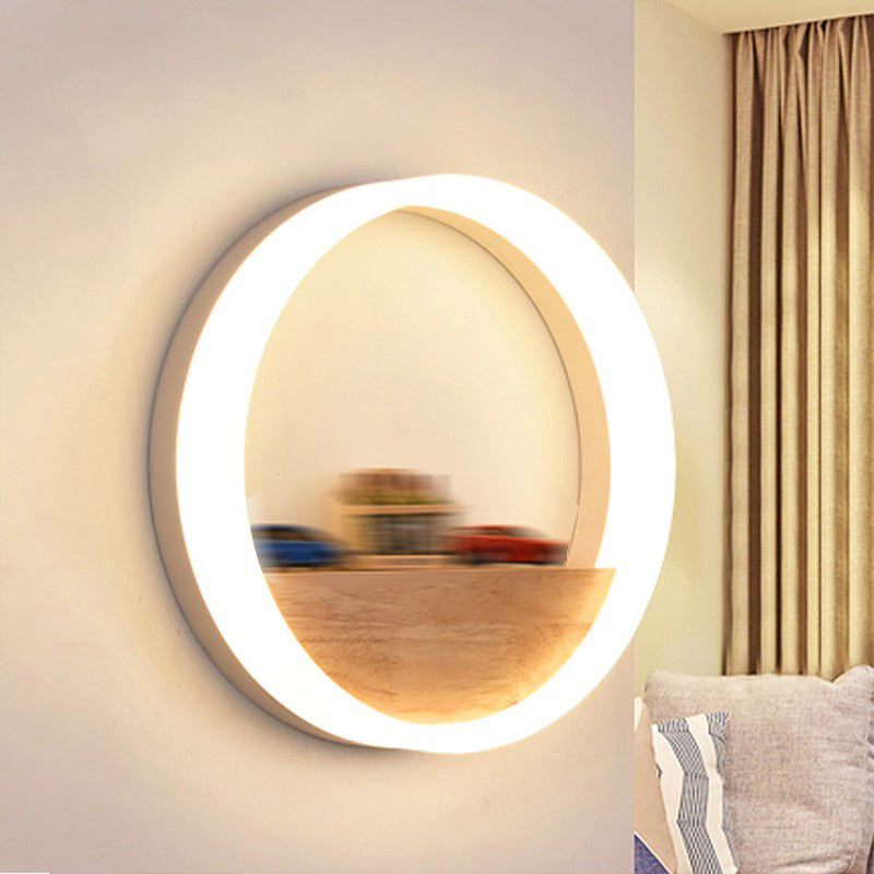 Moderne Stil runde Wandlampen Holz 1 Licht Wandbeleuchtung