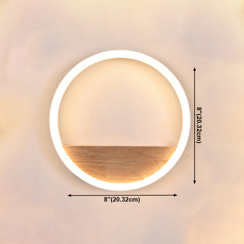 Moderne Stil runde Wandlampen Holz 1 Licht Wandbeleuchtung
