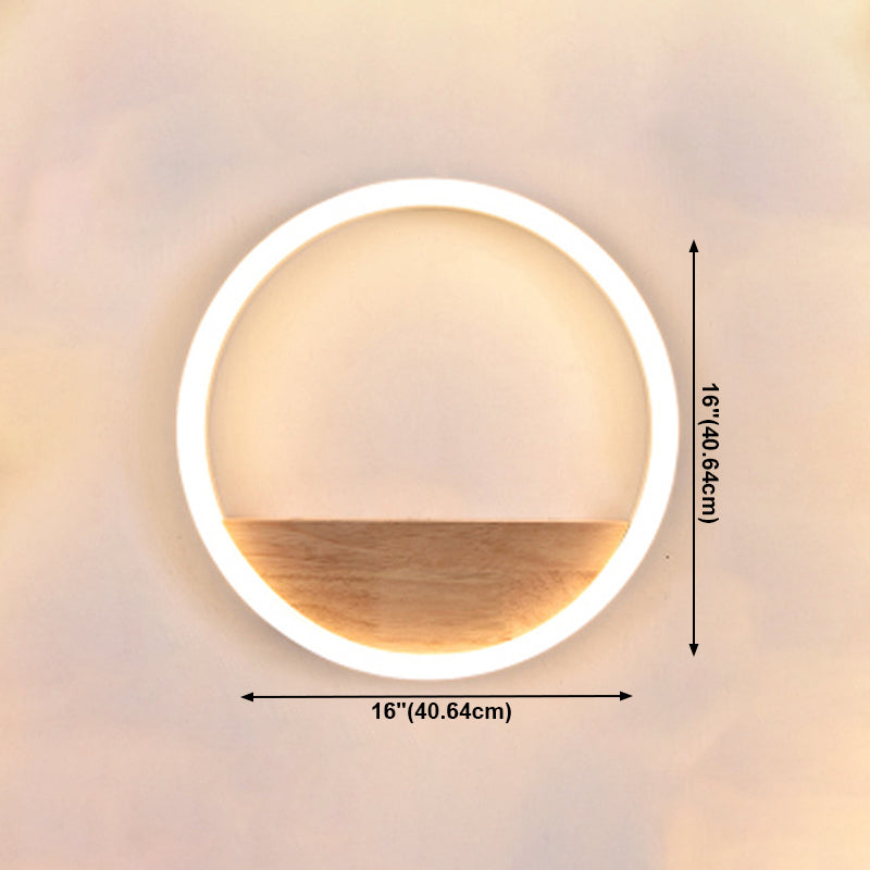 Moderne Stil runde Wandlampen Holz 1 Licht Wandbeleuchtung
