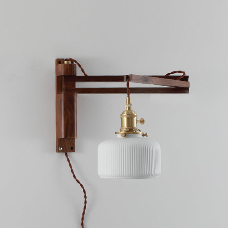 Moderner Stil Geometrischer Wandlampe Licht Holz 1 hellem Wandmontagleuchte in Weiß