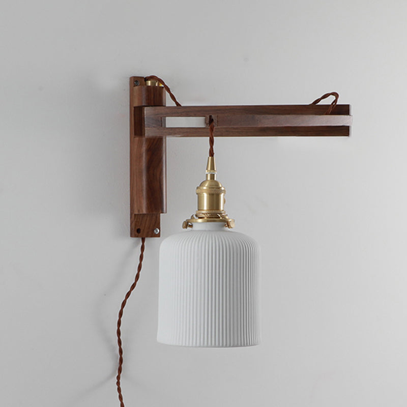 Moderner Stil Geometrischer Wandlampe Licht Holz 1 hellem Wandmontagleuchte in Weiß