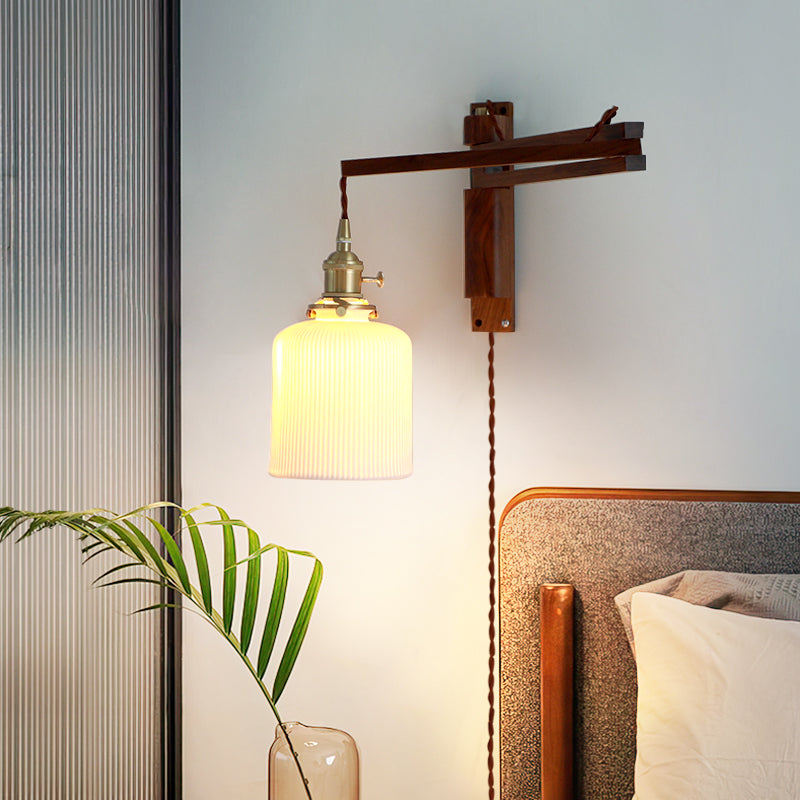 Moderner Stil Geometrischer Wandlampe Licht Holz 1 hellem Wandmontagleuchte in Weiß