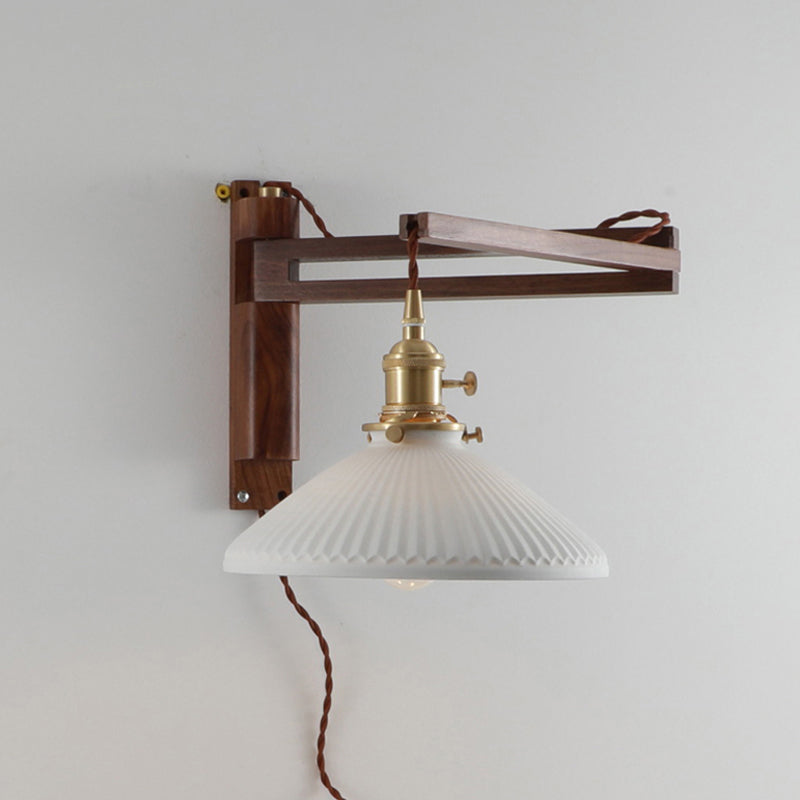 Moderner Stil Geometrischer Wandlampe Licht Holz 1 hellem Wandmontagleuchte in Weiß