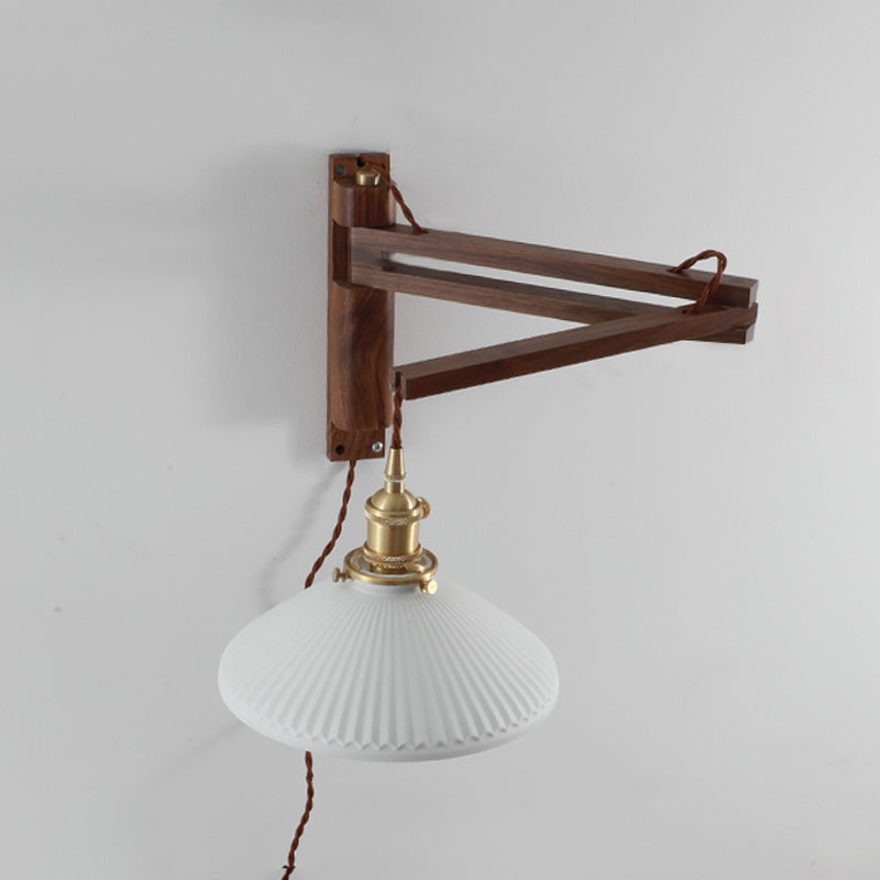Moderner Stil Geometrischer Wandlampe Licht Holz 1 hellem Wandmontagleuchte in Weiß