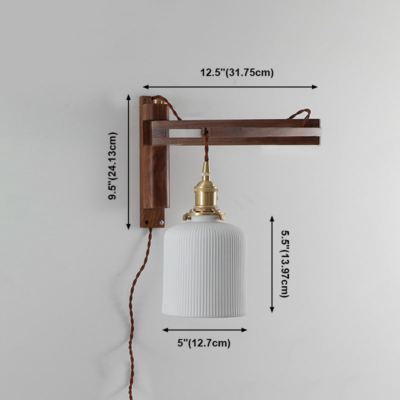 Moderner Stil Geometrischer Wandlampe Licht Holz 1 hellem Wandmontagleuchte in Weiß