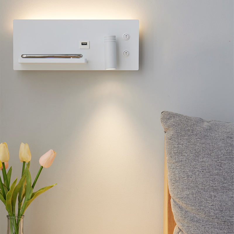 2 Lights Square Reading Wall Lighting Modern Style Metal Wall Mounted Light Fixture