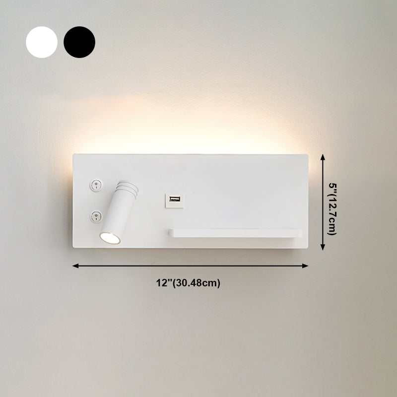 2 Lights Square Reading Wall Lighting Modern Style Metal Wall Mounted Light Fixture