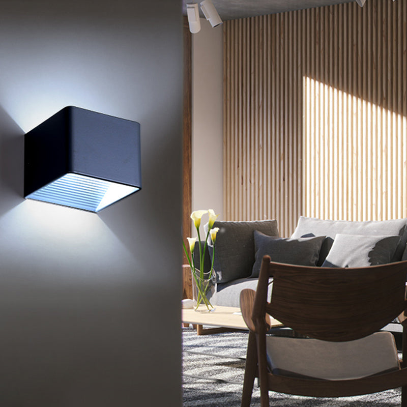 2-Lights Metal Wall Lighting Modern Style Square Shape Wall Mount Light Fixture