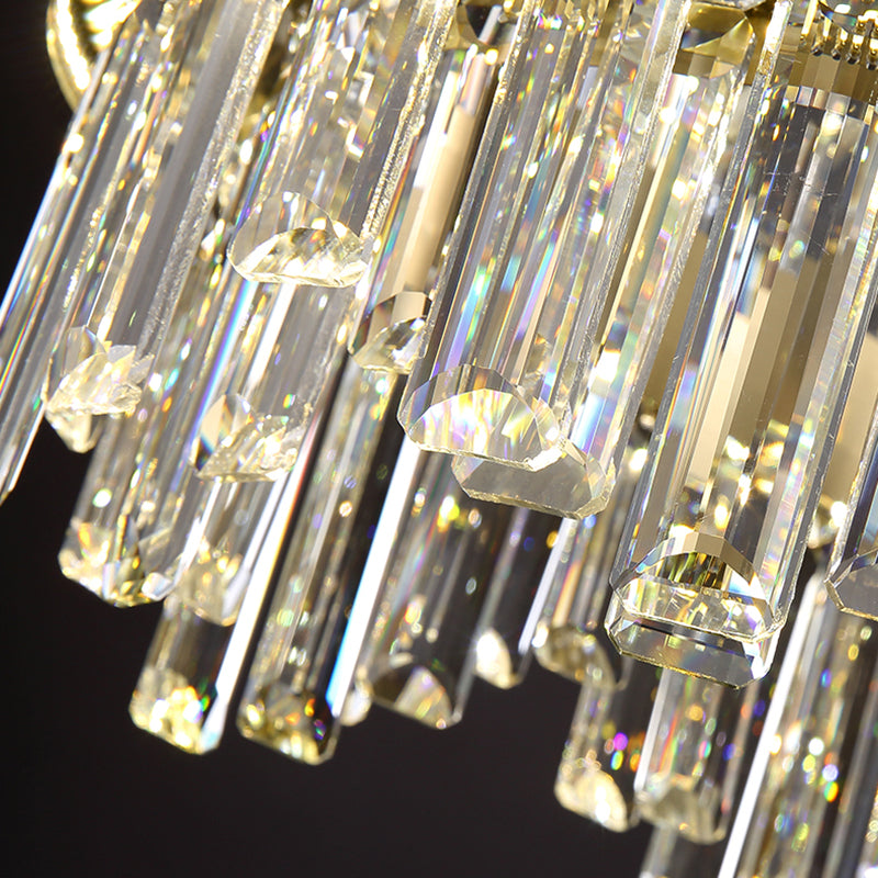 Gold Pendant Light Circle LED Crystal Hanging Light for Living Room