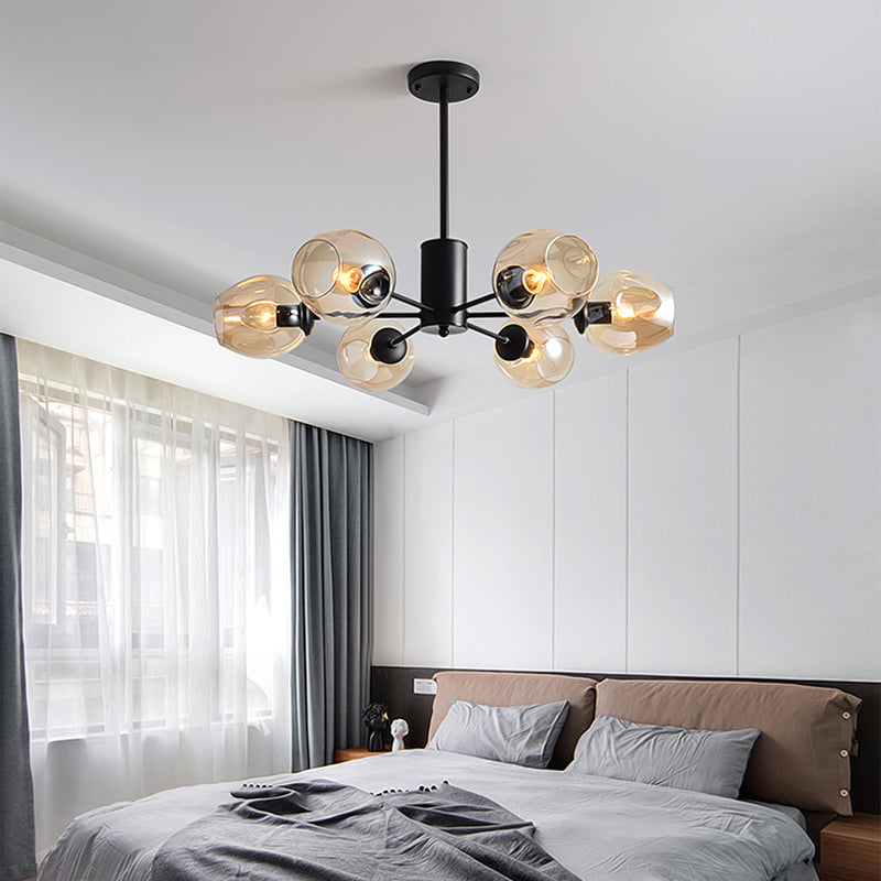 Contemporary Hanging Ceiling Lights Clear Glass Pendant Chandelier for Living Room