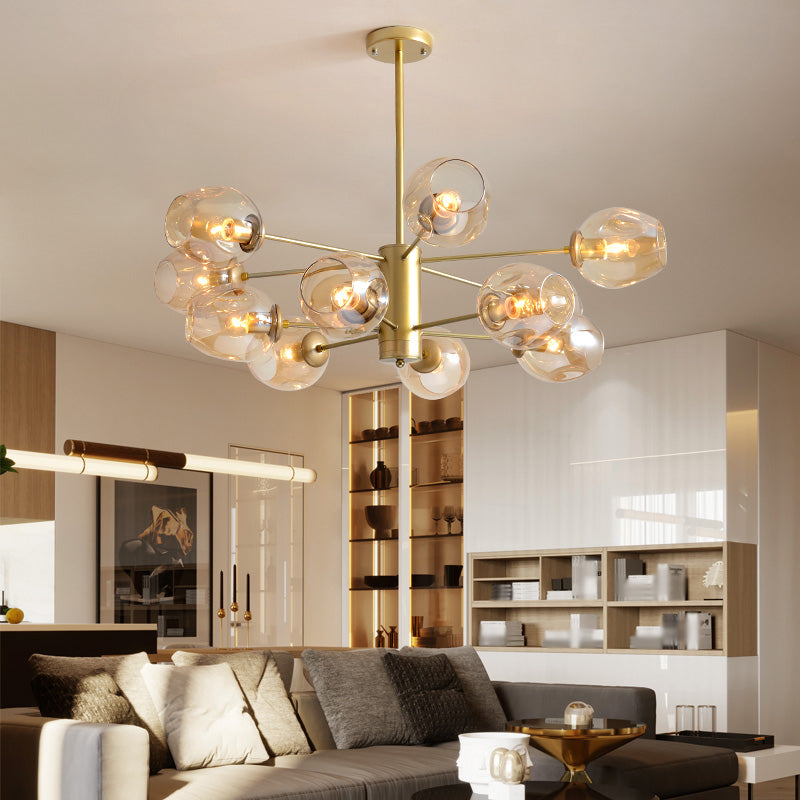 Contemporary Hanging Ceiling Lights Clear Glass Pendant Chandelier for Living Room