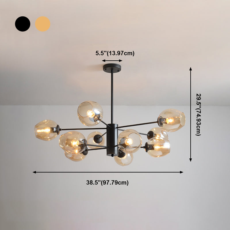 Contemporary Hanging Ceiling Lights Clear Glass Pendant Chandelier for Living Room