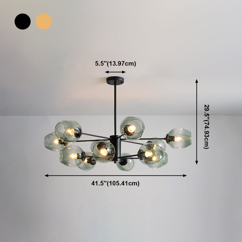 Contemporary Hanging Ceiling Lights Clear Glass Pendant Chandelier for Living Room