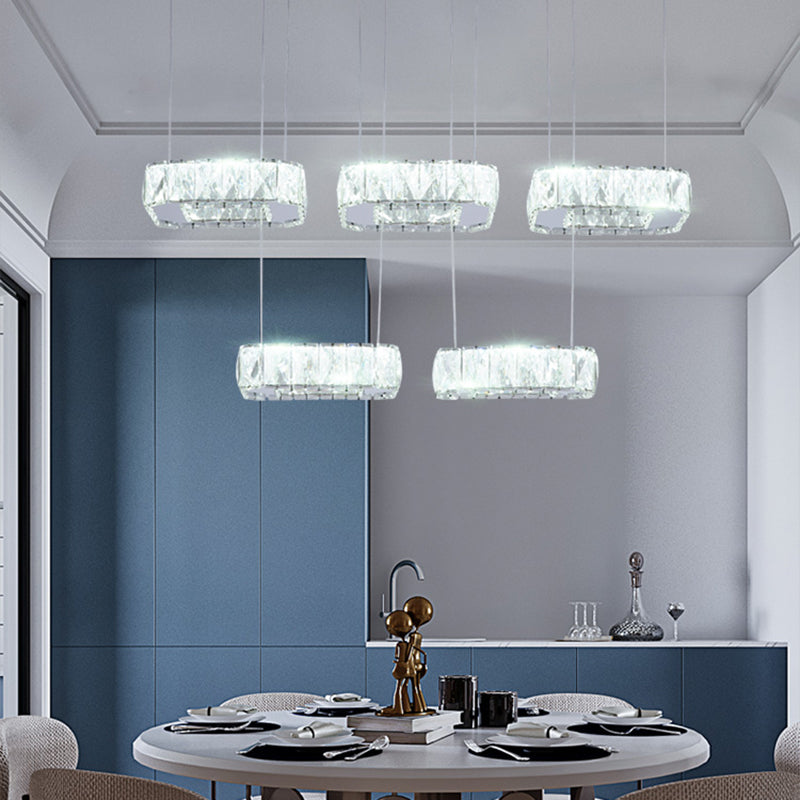 Luz de colgante cuadrado Luminación de la isla de cocina contemporánea con sombra de cristal