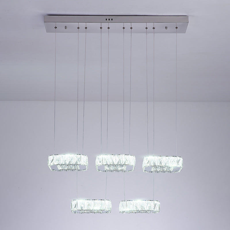 Luz de colgante cuadrado Luminación de la isla de cocina contemporánea con sombra de cristal