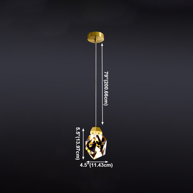 Koper geometrische kristal hanger licht Noordse moderne down verlichting voor slaapkamer