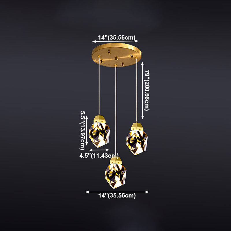 Koper geometrische kristal hanger licht Noordse moderne down verlichting voor slaapkamer