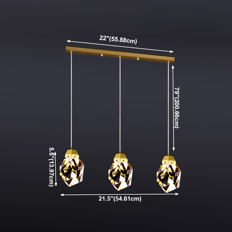 Koper geometrische kristal hanger licht Noordse moderne down verlichting voor slaapkamer