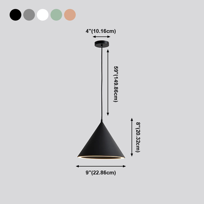 Nordic moderne suspendu au plafond Cône Fer 1-Light Pendant Light pour chambre à coucher