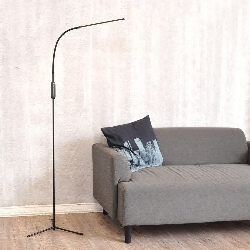1 Light Linear Floor Lamps Modernism Metal Standard Lamps in Black for Living Room