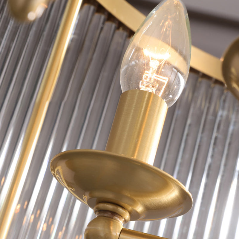 Copper Chandelier Light Fixtures American Style Multi-Head Drum Suspension Lamps for Living Room