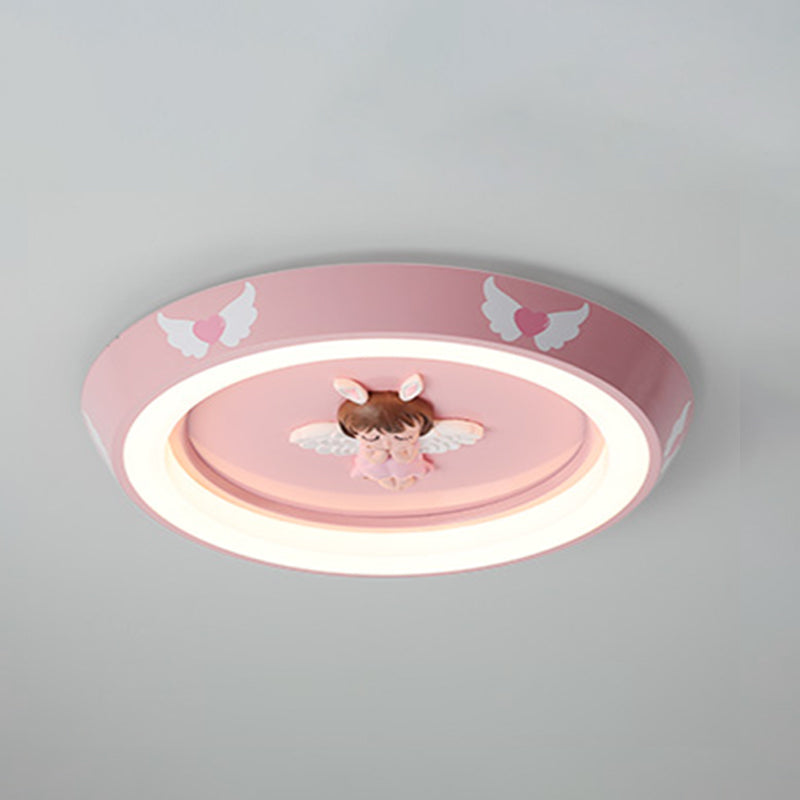 Angel Modern Minimalism Ceiling Light Pink Bedroom Flush-mount Lamp