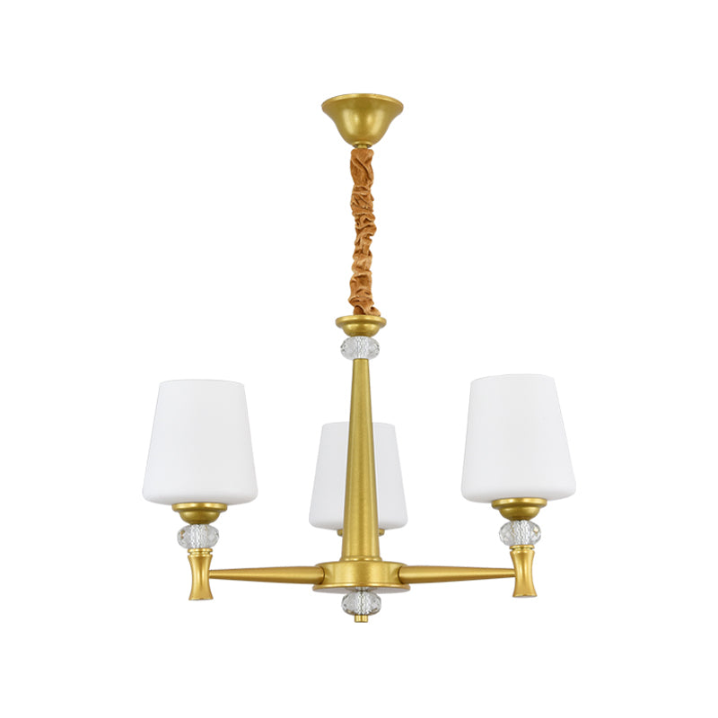 Glass Shade Metal Chandelier Light Fixtures American Style Multi-Head Bell Suspension Lamp