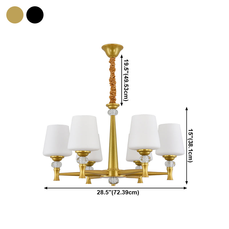 Glass Shade Metal Chandelier Light Fixtures American Style Multi-Head Bell Suspension Lamp